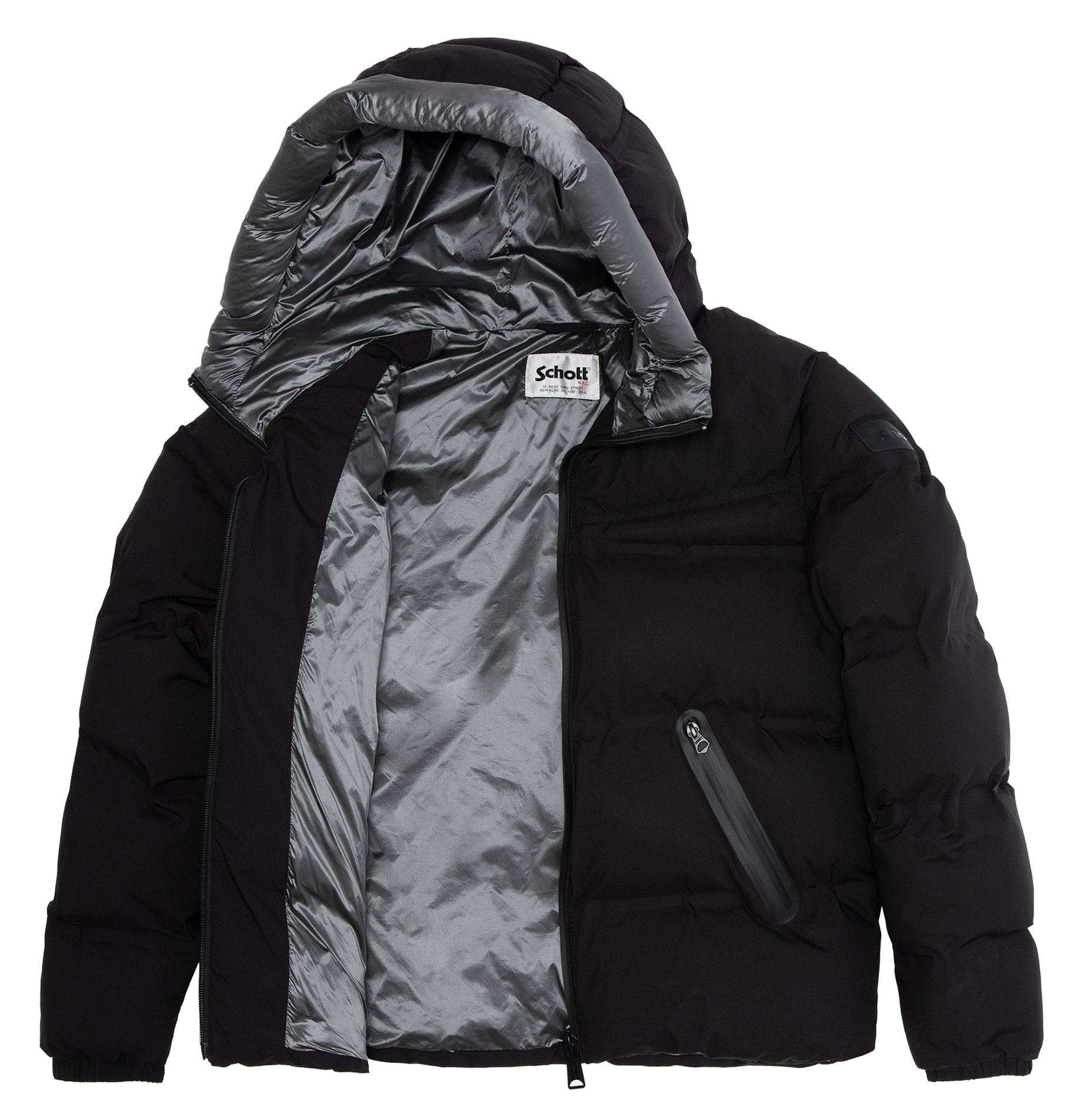 Doudoune zippée à capuche | Noir