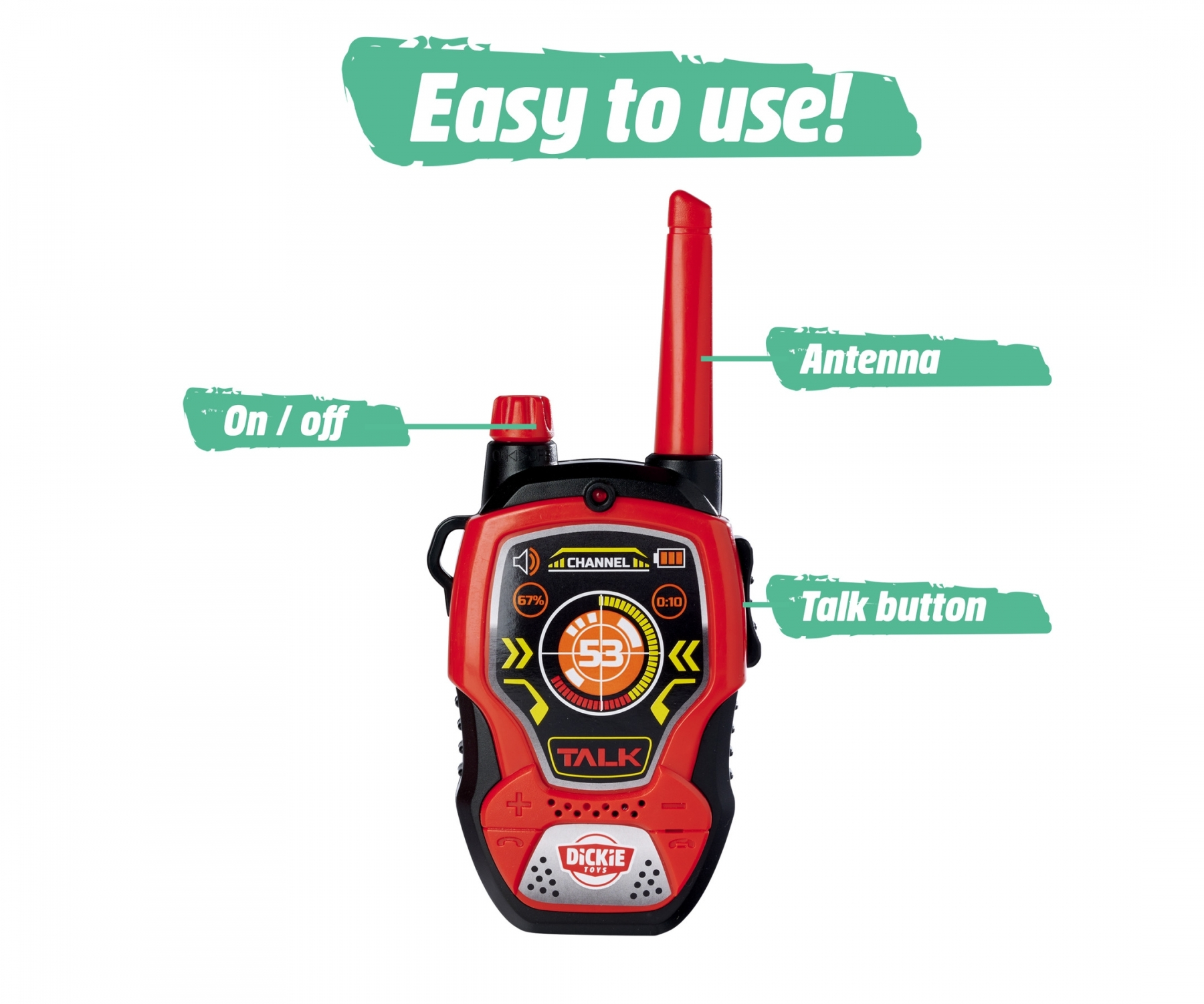 (1 Paar) Fun Walkie Talkie Kinder Spielzeug Funkgerät inkl. AAA Batterien (201118195) - Schwarz / Rot