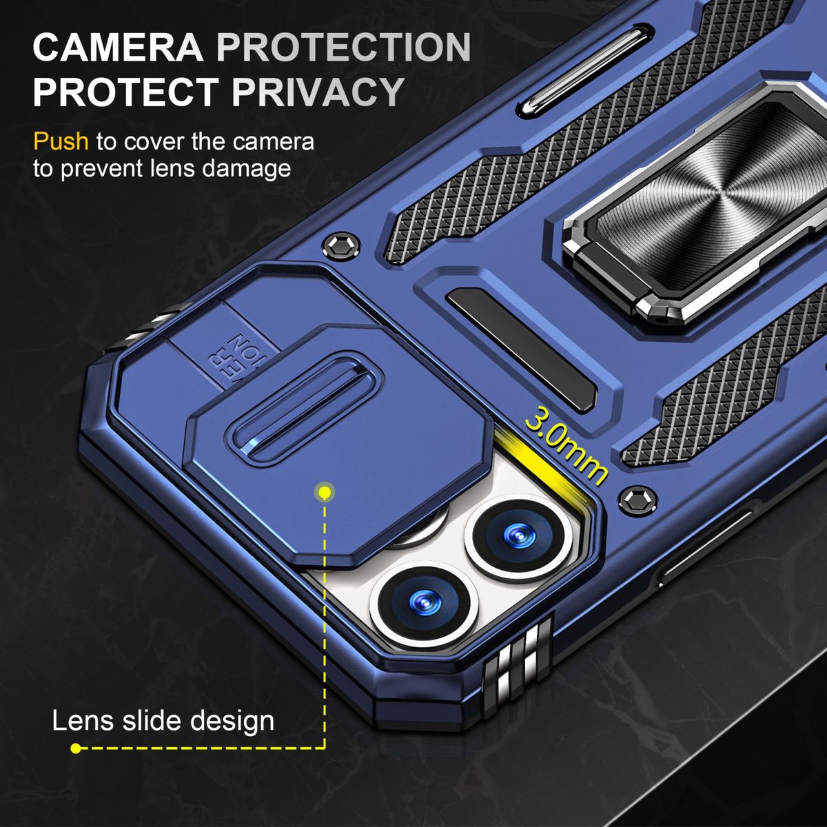 Hülle Handy Schutz für Apple iPhone 15 Pro Case Cover Kamera Ständer Etui Bumper