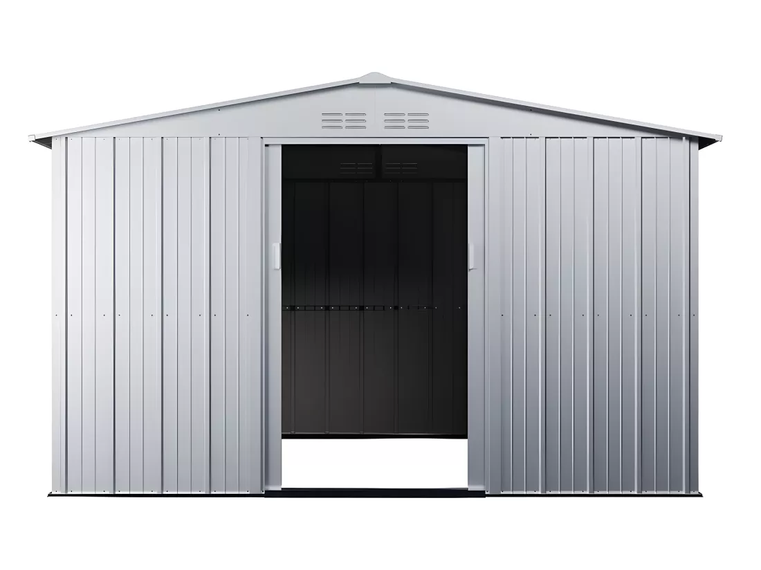 Abri de jardin métal en acier galvanisé gris 9,92 m² LINUS