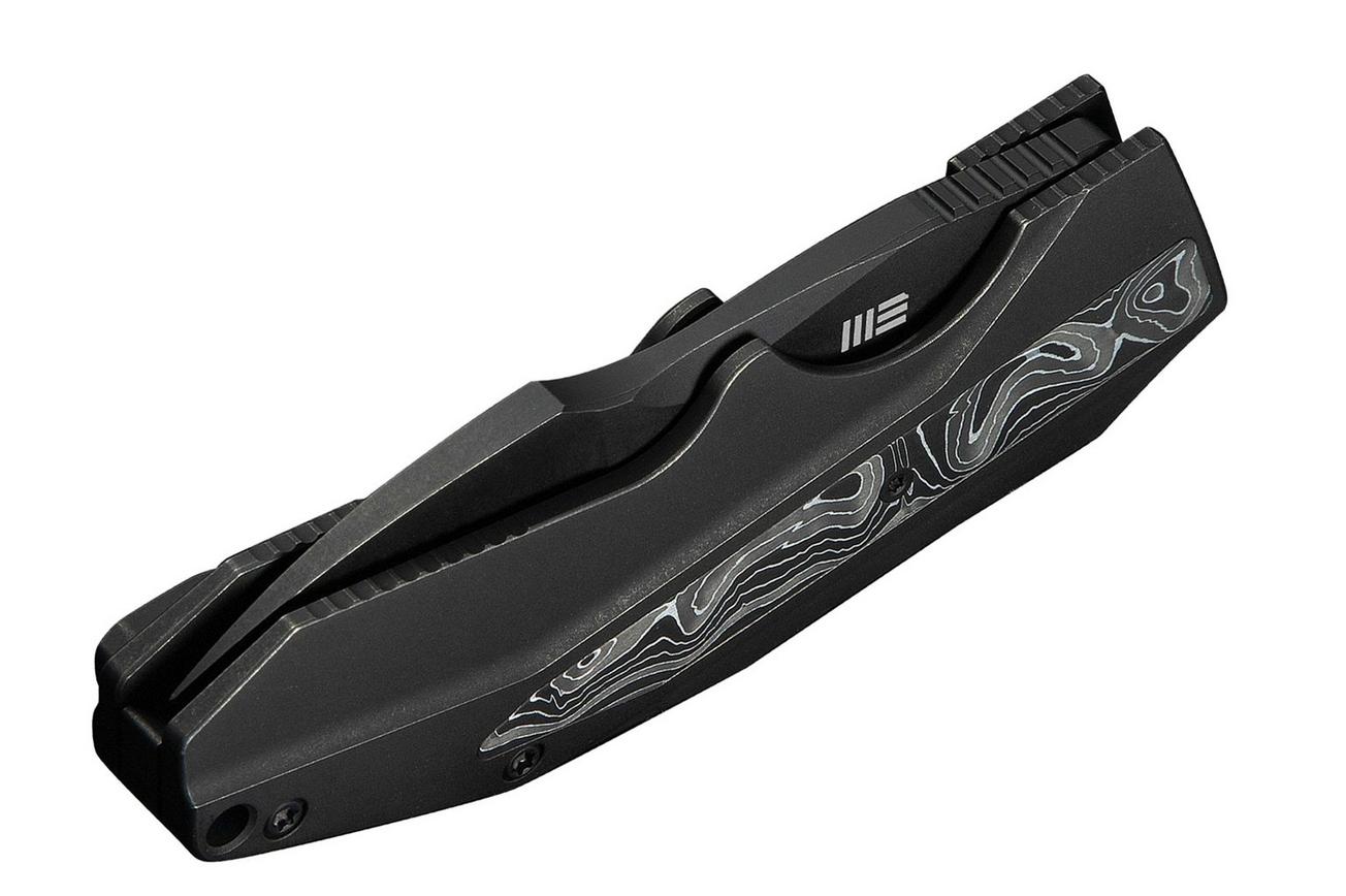 WE Knife Coral WE24044-1, Black Stonewashed CPM 20CV, Black Titanium, Aluminum Foil Carbon Fiber Inlay zakmes, Gustavo T. Cecchini design