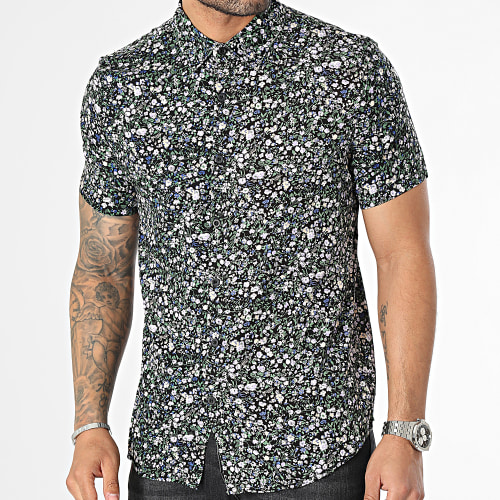 Chemise Manches Courtes Noir Floral