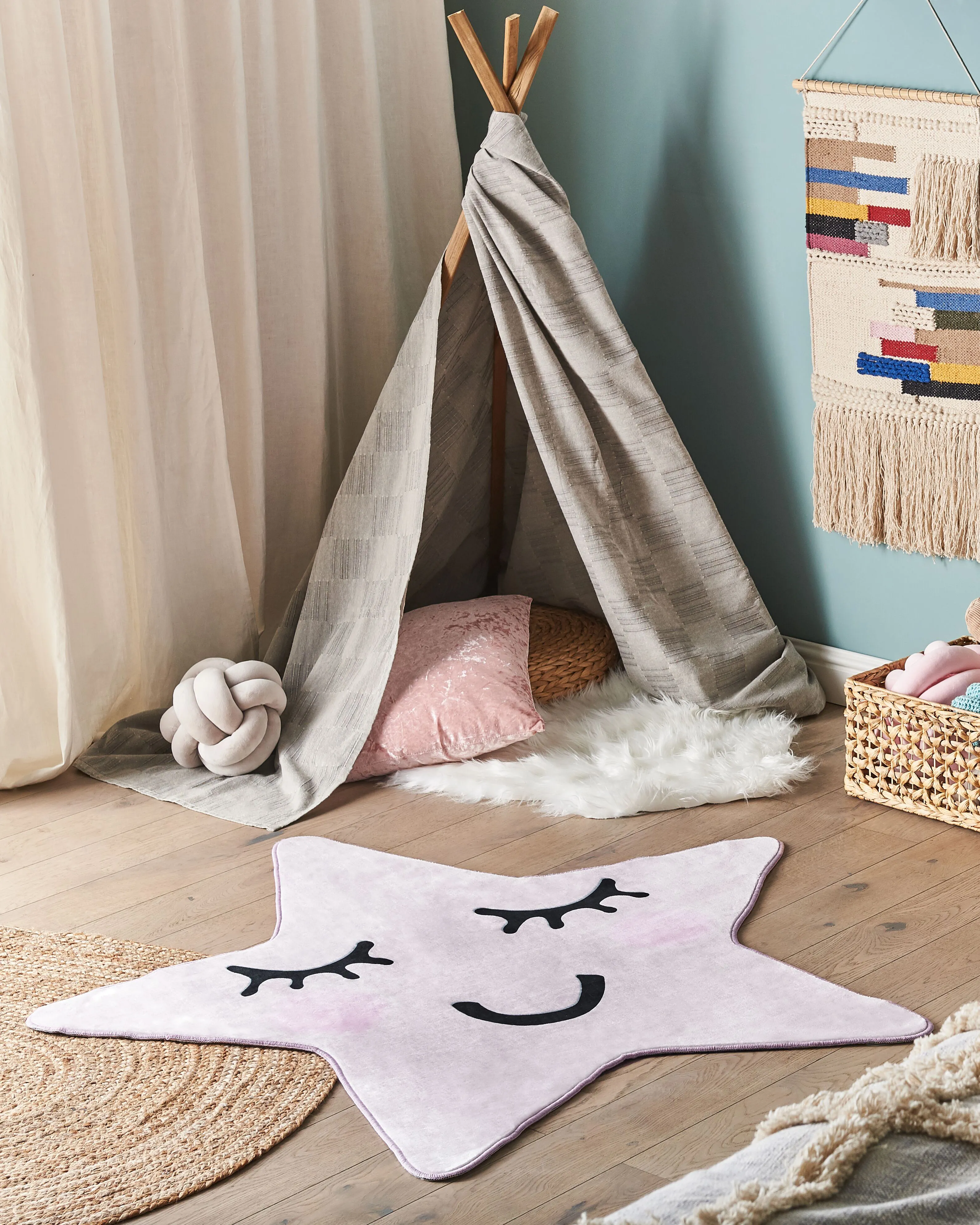 Kindervloerkleed SIRIUS Pastelroze 120 x 120 cm