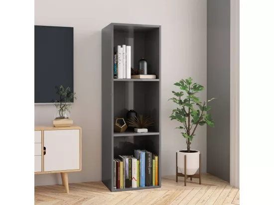 Bibliothèque/Meuble TV Gris brillant Bois d’ingénierie
