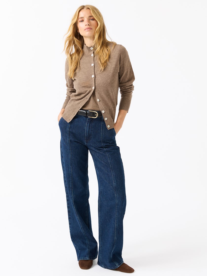 Manel cardigan i merinoull Shitake
