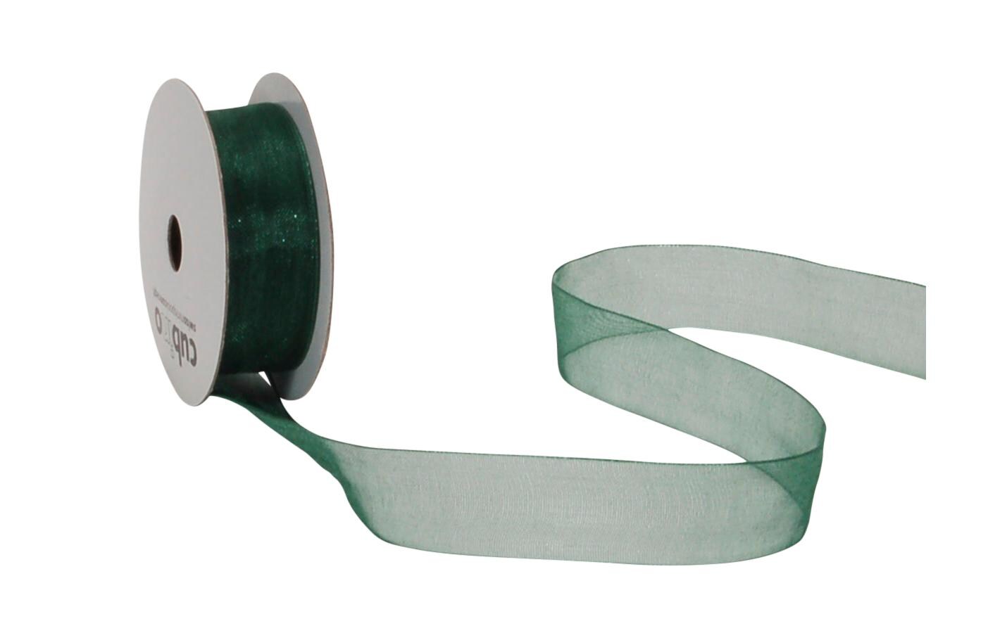 Organzaband Organsa 15 mm x 8 m, DunkelgrünBand für Geschenke