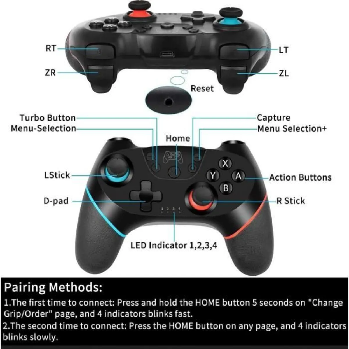 Qumox Manette Sans Fil Nintendo Switch