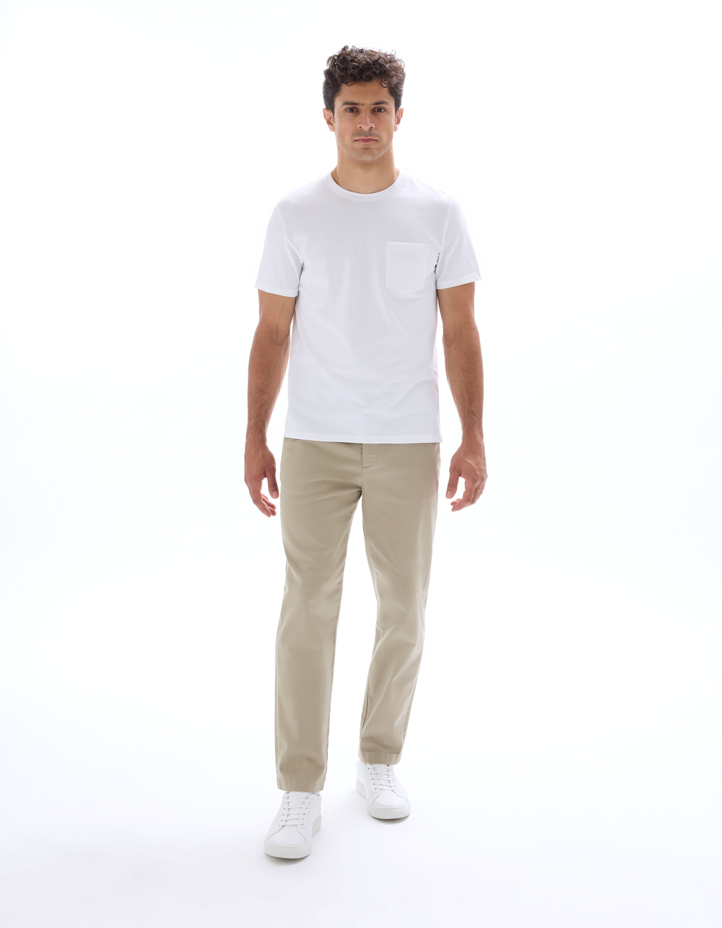 Pantalon chino slim powerflex coton stretch - beige clair