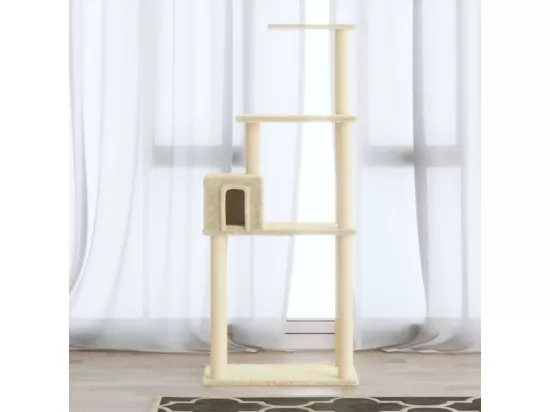 Arbre à chat avec griffoirs en sisal Crème 147 cm