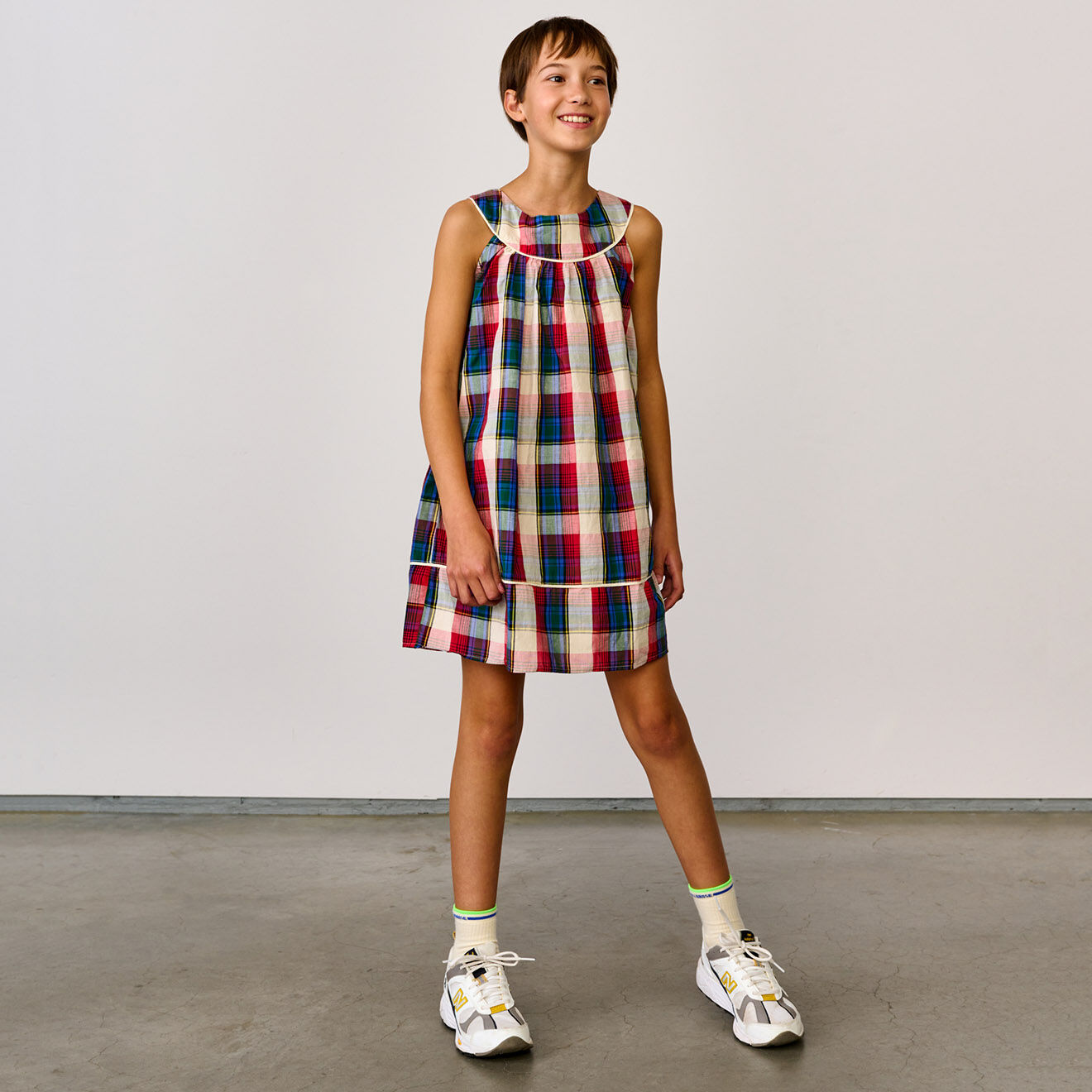 Bellerose Robe courte en Coton Goldie à carreaux multicolore
