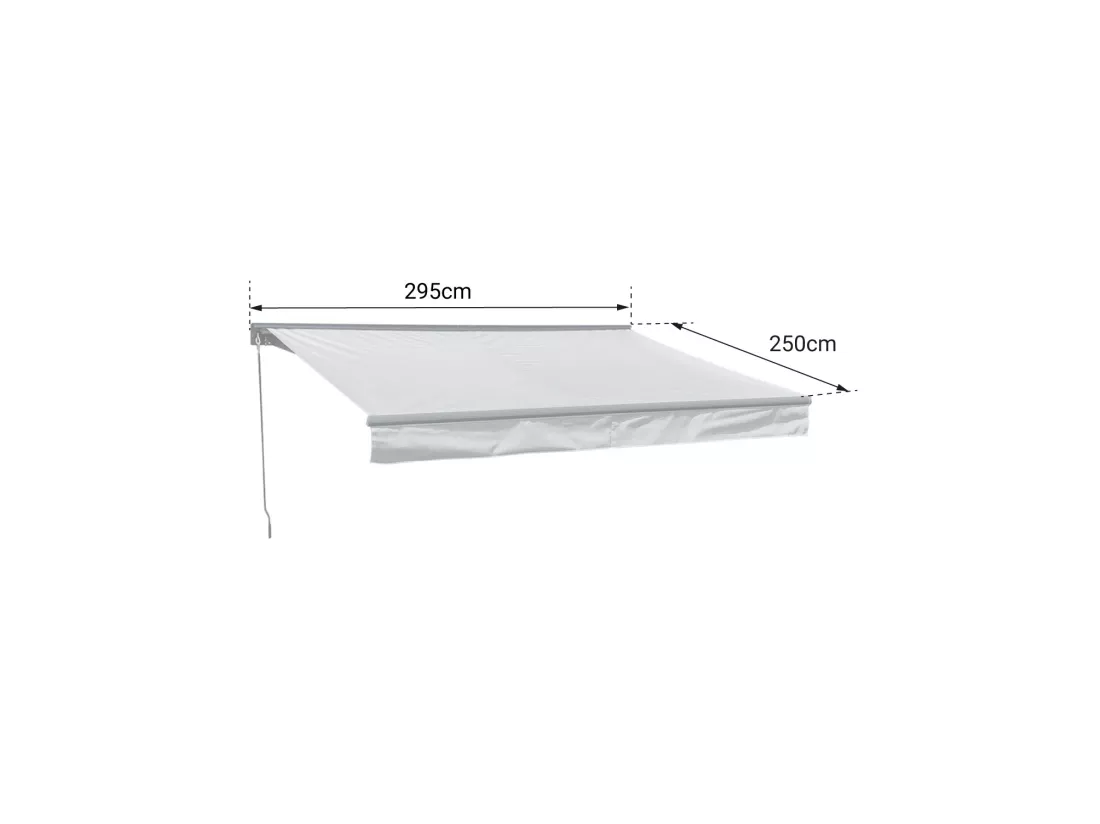 Store banne SAULE 2,95 × 2,5m avec semi-coffre - Toile beige et structure grise - HAPPY GARDEN