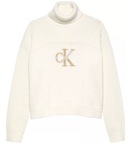 Calvin Klein Bluse - Strick - Monologo-Rollkragen - Ivory