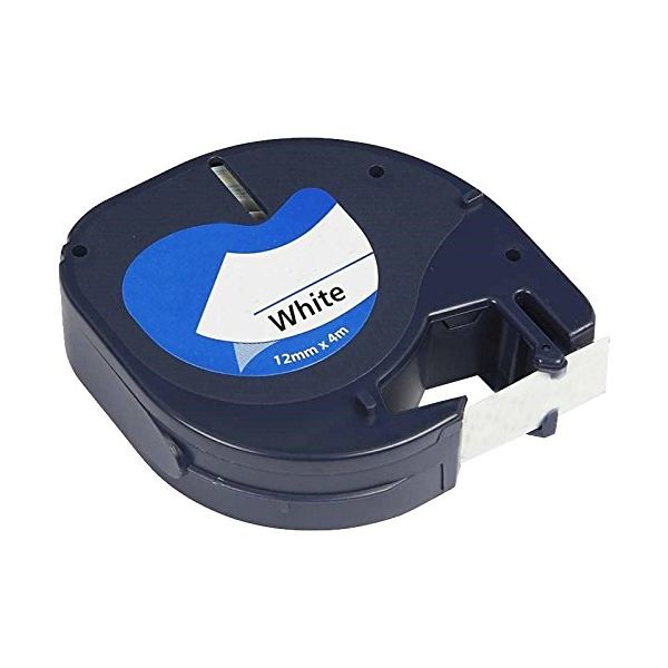 Fita Dymo LetraTag 91200 12mm x 4mts Preto/Branco Compativel