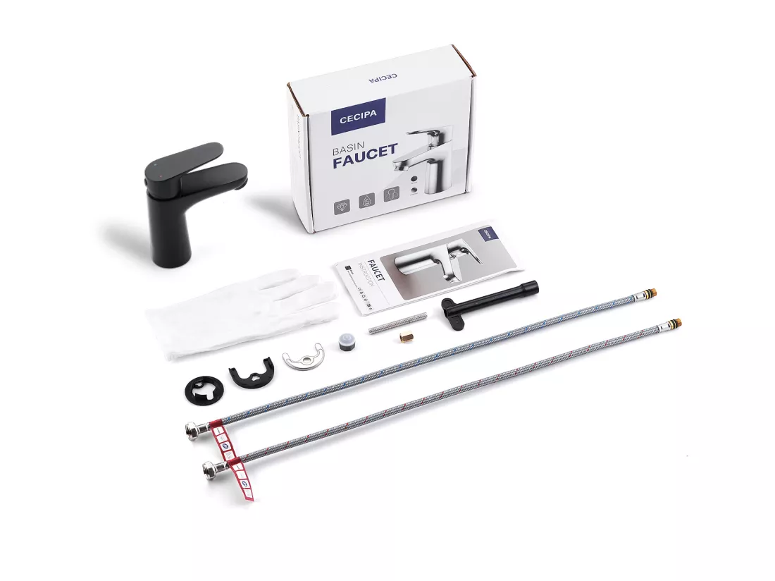 Cecipa max Mitigeur de lavabo Robinet noir Robinet de salle de bain en acier inoxydable,EU Modèle