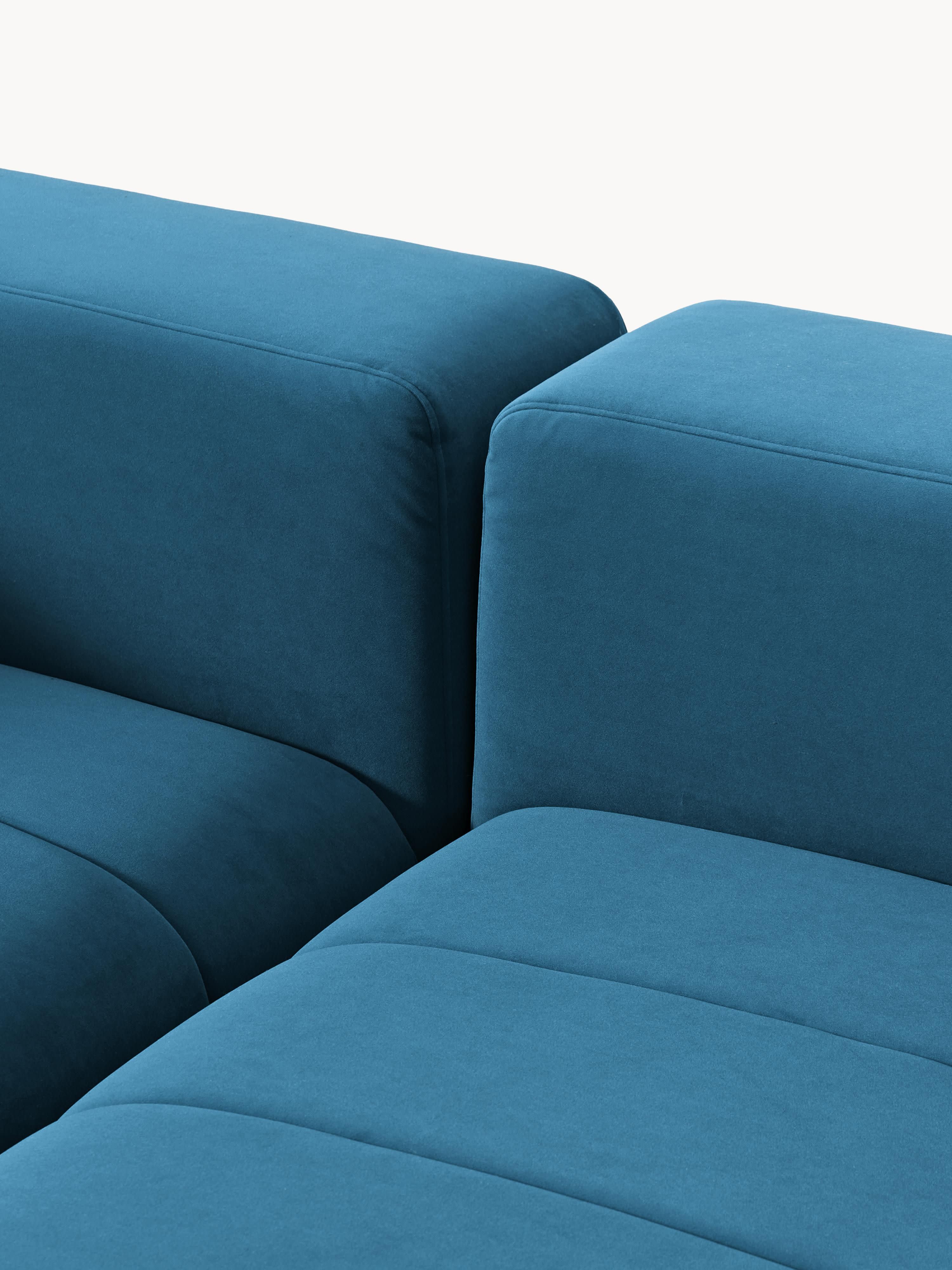 Fluwelen modulaire bank Lena (3-zits) met poef (links/rechts)