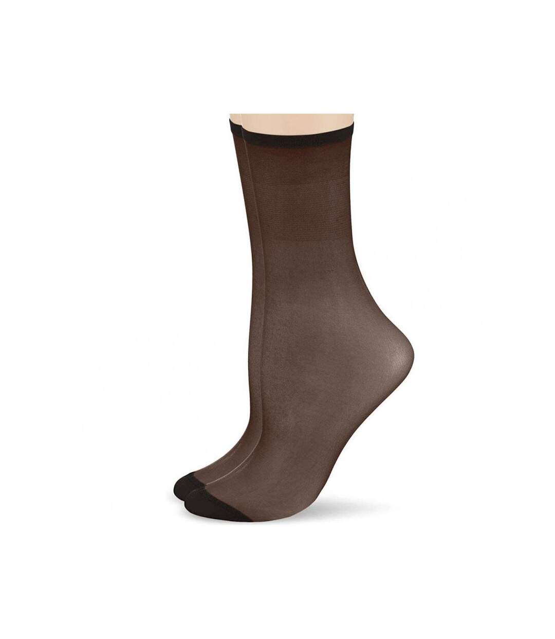 DIM Lot de 2 paires de Socquettes Femme Microfibre ESSENTIELS Noir 20D