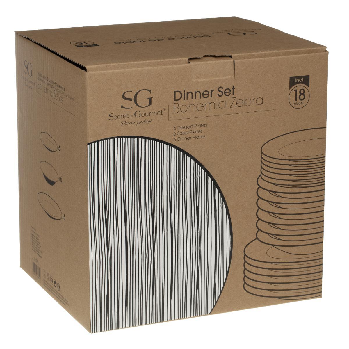 SERVICE 18 PIECES BOHEMIA ZEBRE