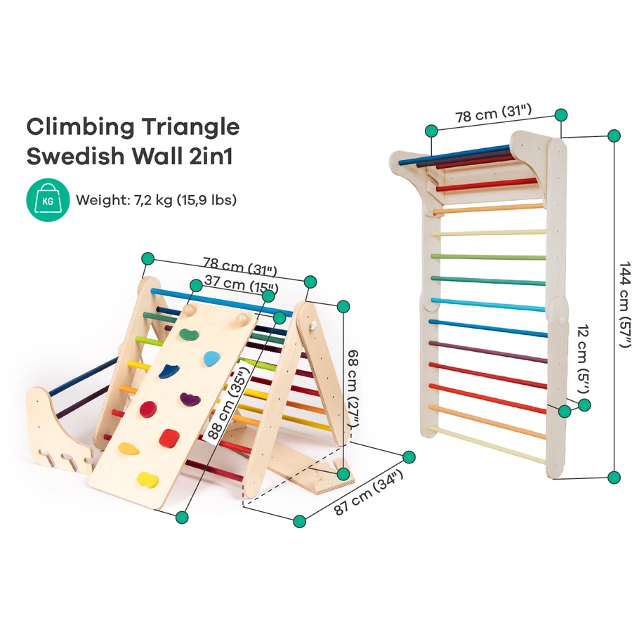LEG & GO Kletterdreieck – Kletterwand 2in1, Regenbogen