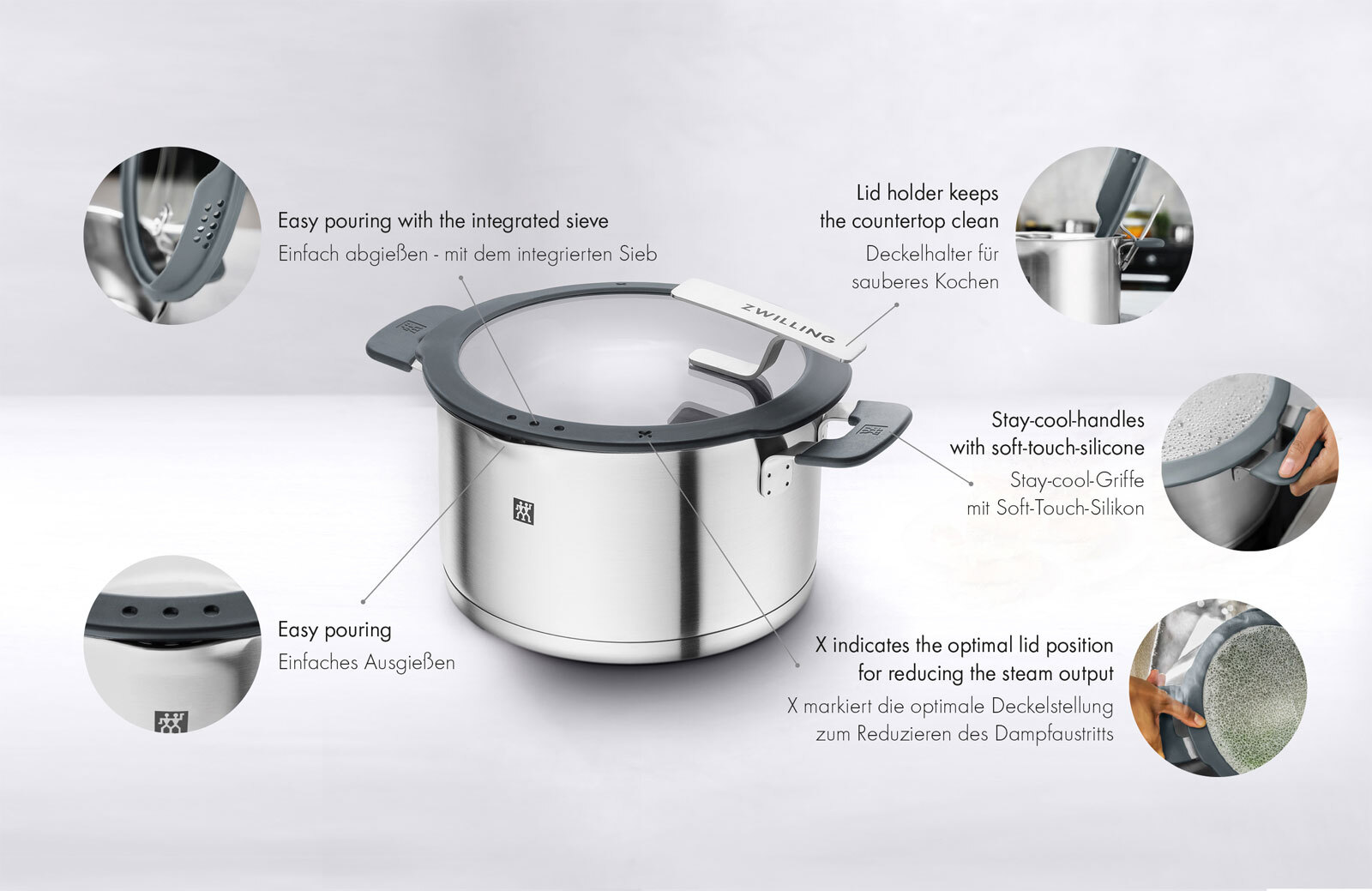 ZWILLING Kochtopfset SIMPLIFY 5-teilig schwarz Metall