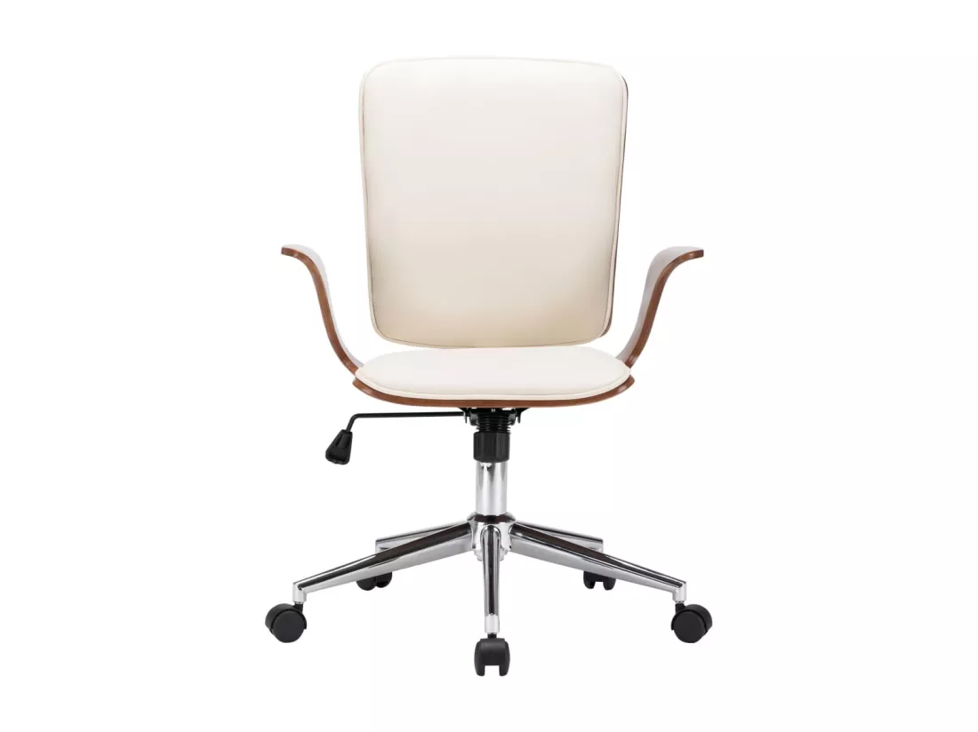 Chaise pivotante de bureau Crème Similicuir et bois courbé