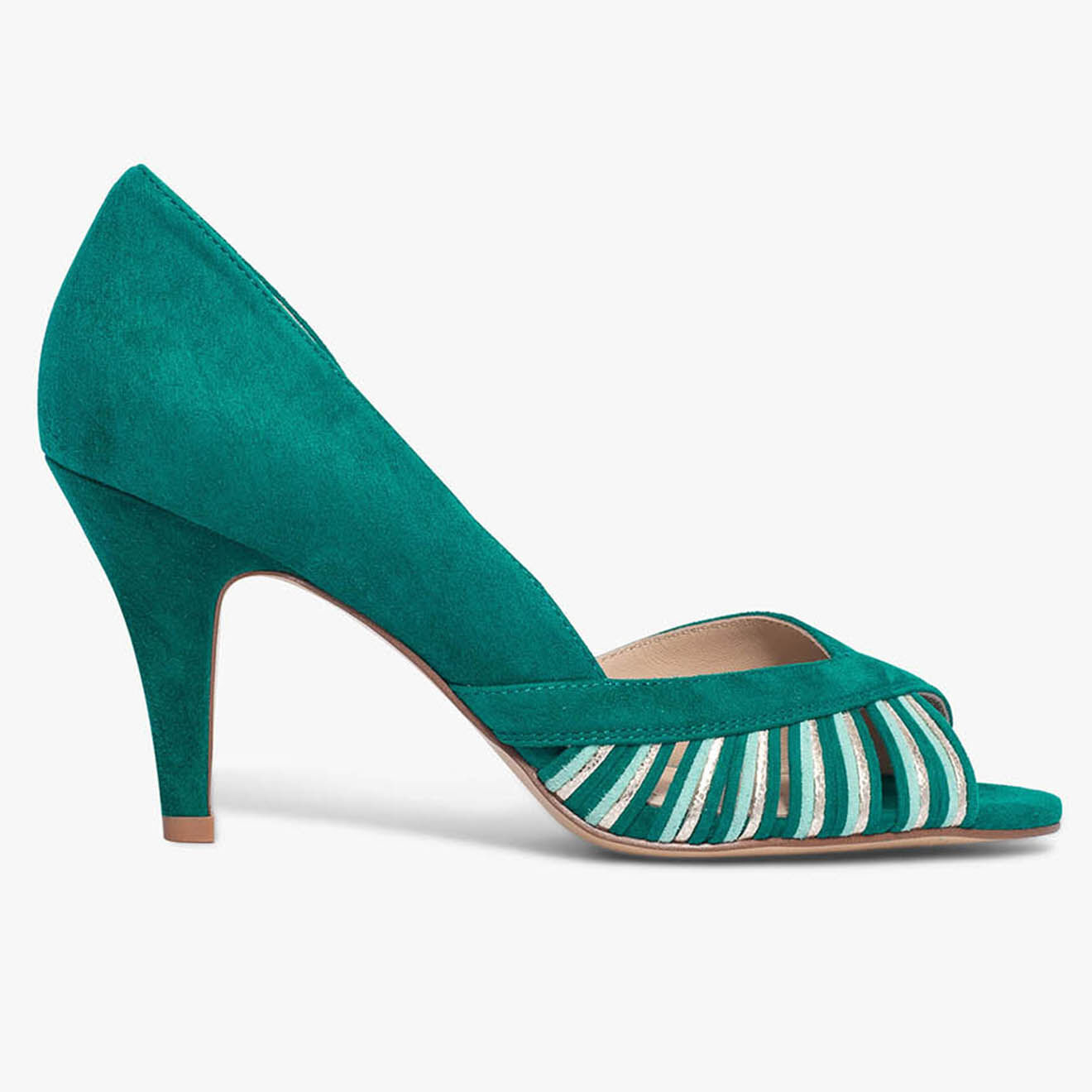 Bocage Escarpins en Velours de Cuir Delaware émeraude - Talon 8.5 cm