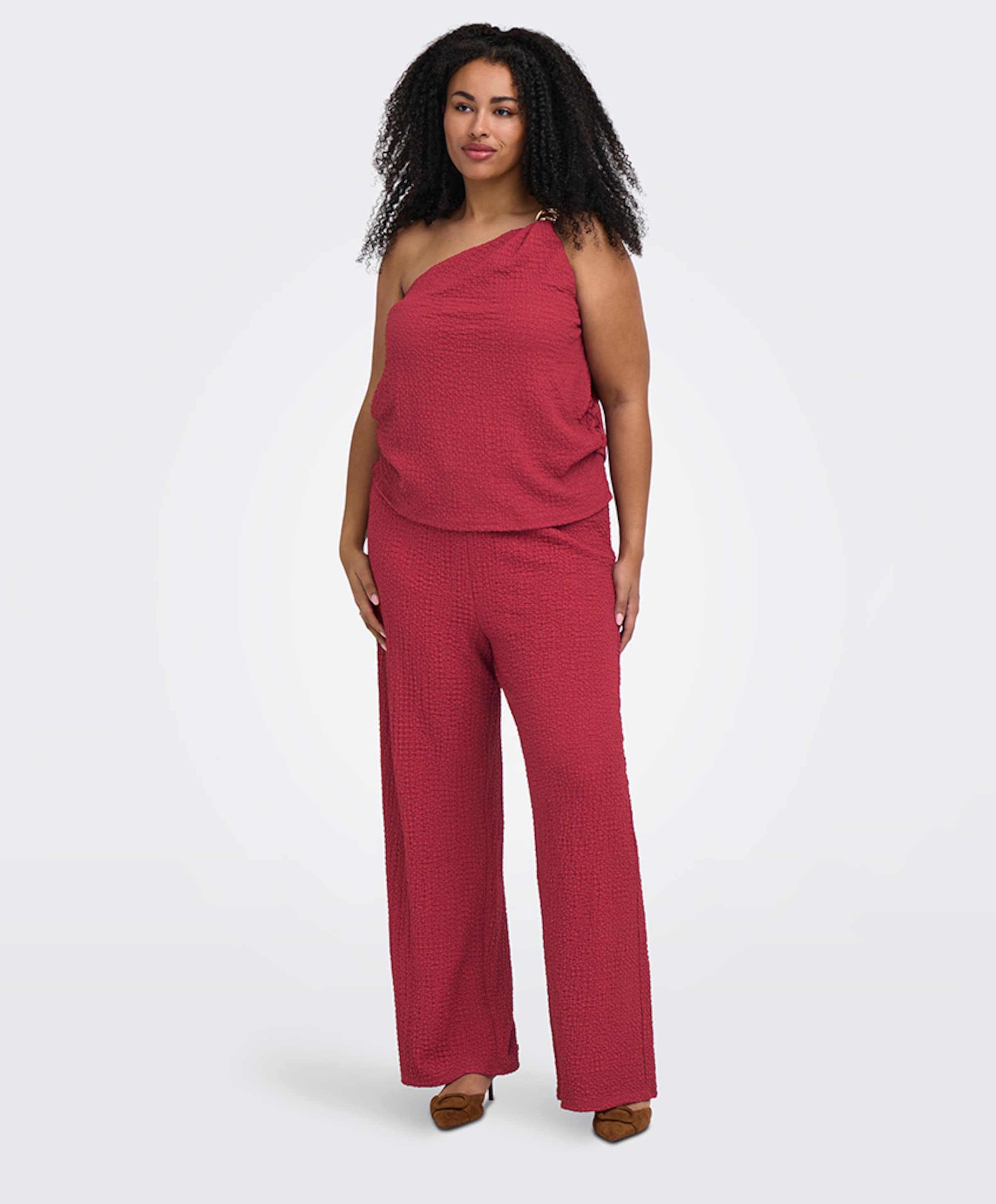 Only Carmakoma CARERIKKA HW WIDE CRINKLE PNT dames broek rood