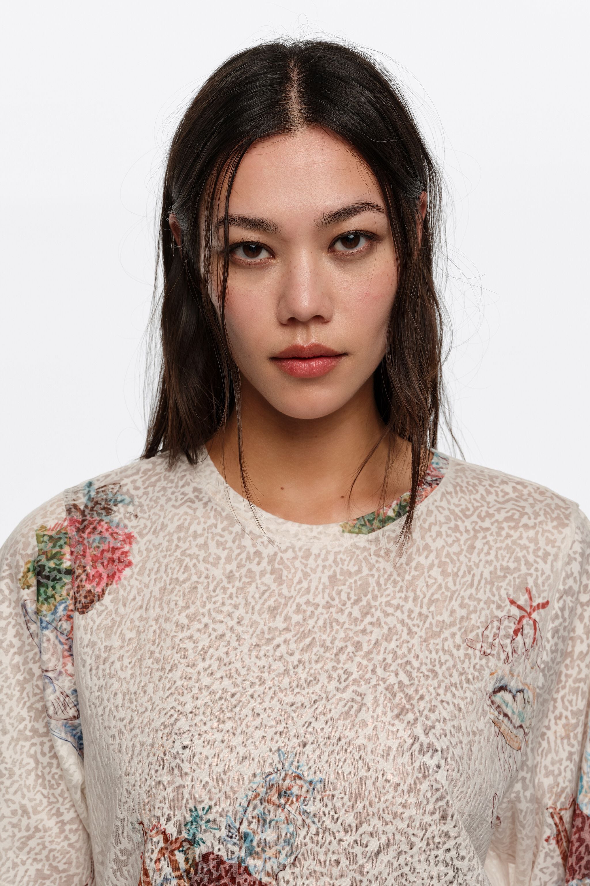 Camiseta reta Seabed devoré off-white