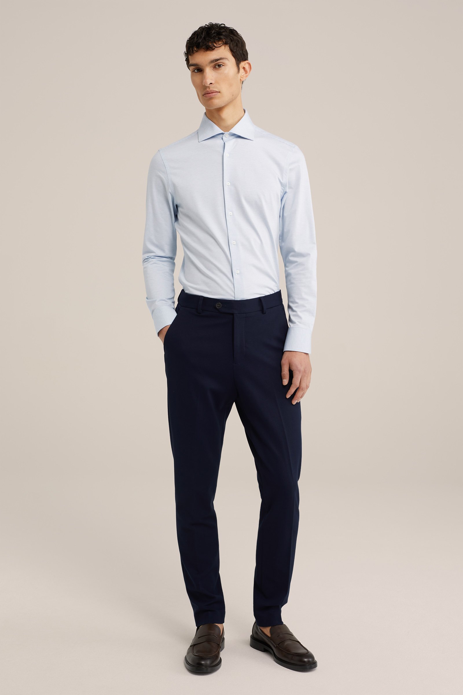 premium gebreid overhemd met structuur WE Fashion Lichtblauw