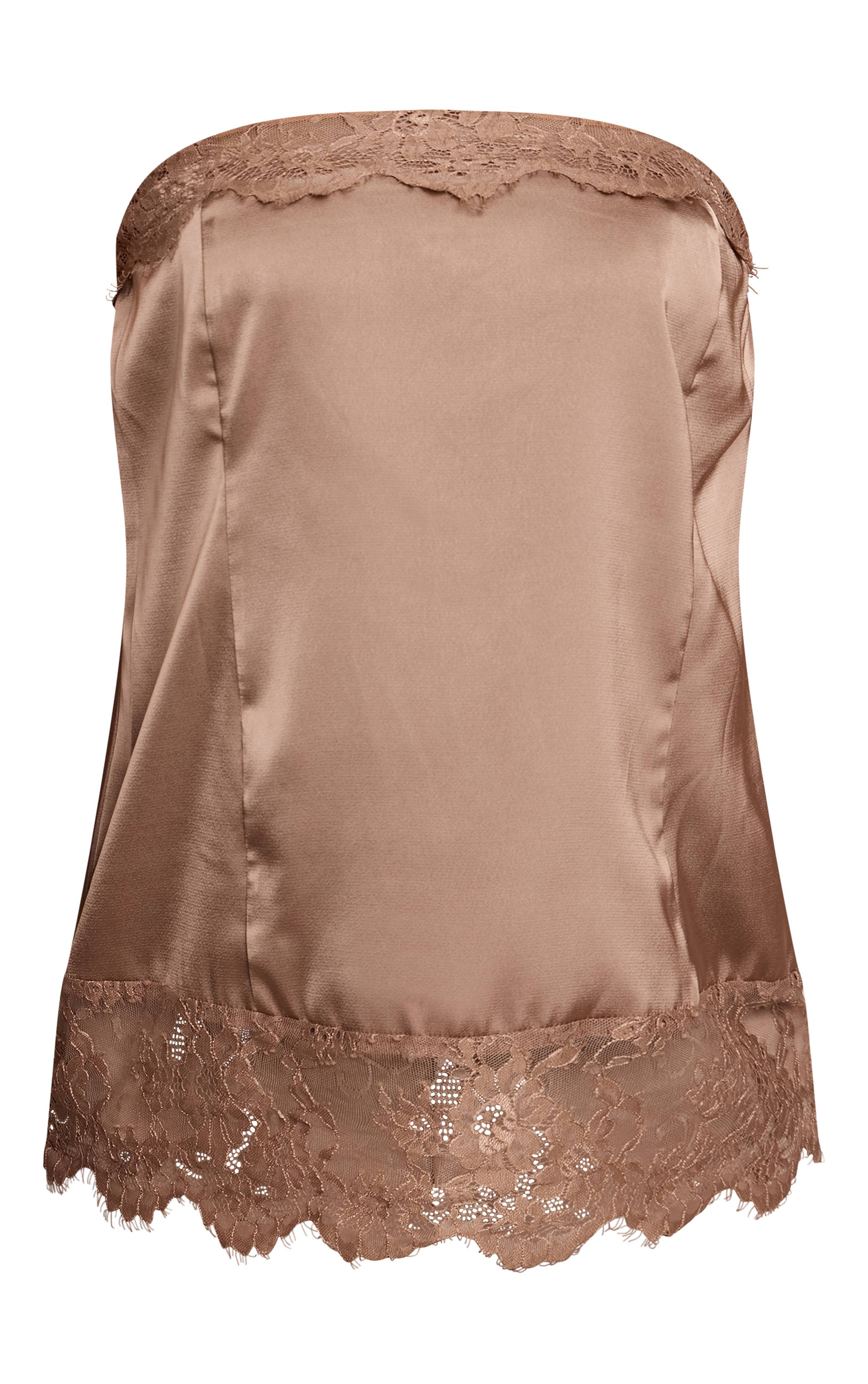 Champignon Bandeau En Satin À Double Bordure De Dentelle