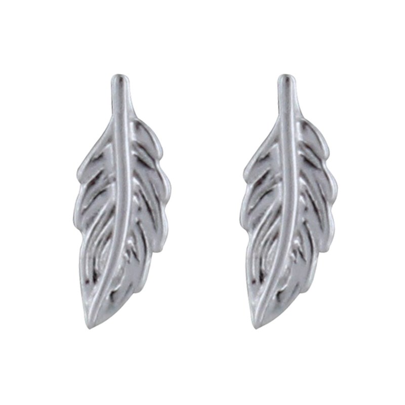 Boucles d'Oreilles Argent Rhodié Mini Plume