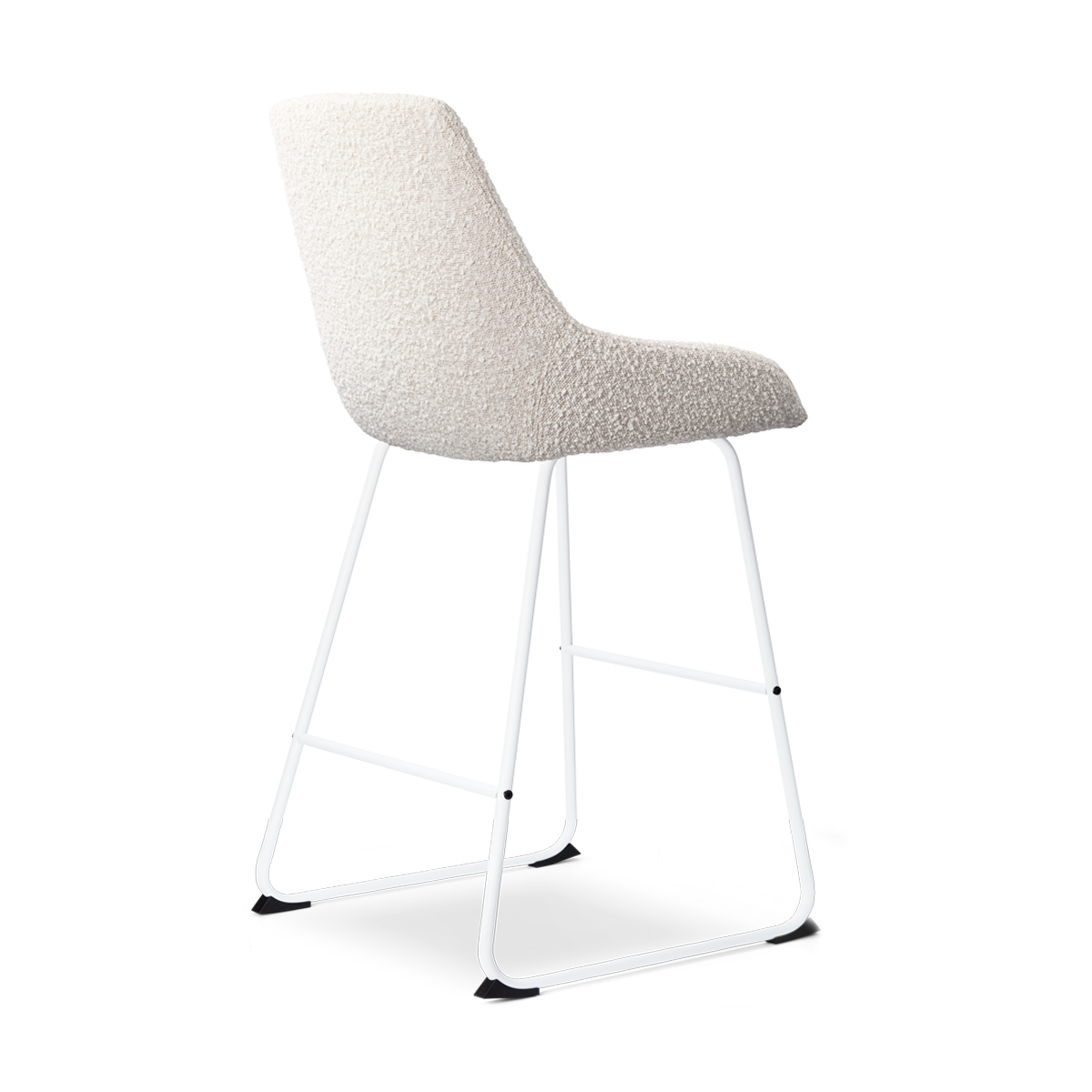 Barkruk Nino-Isa bouclé beige - wit onderstel - 65 cm
