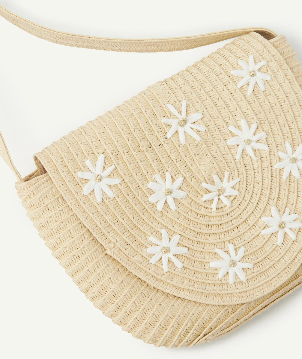 SAC TISSÉ EN PAILLE FILLE AVEC MOTIF FLEURS