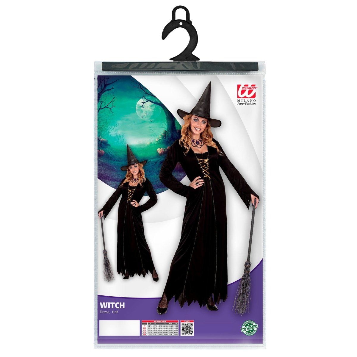 Halloween Kostuum Zwart Goud Dames Heks 2 delig