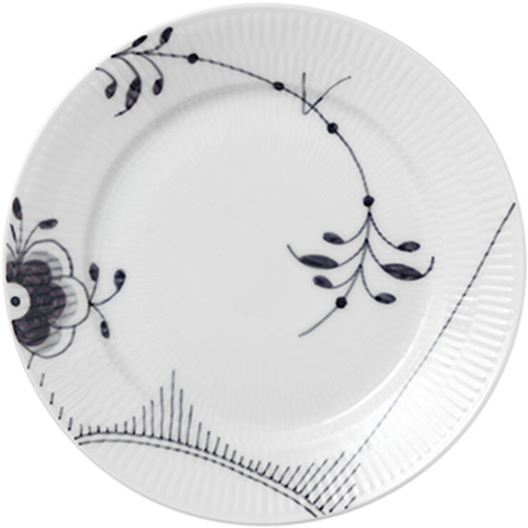 Royal Copenhagen Sort Mega Riflet 22 cm. tallerken Hvid, sort