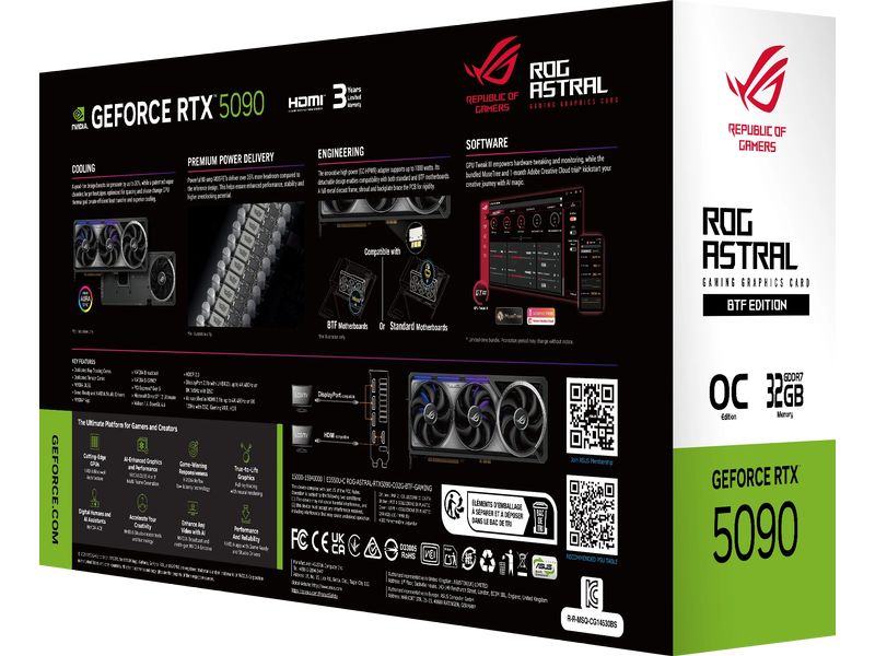 ASUS ROG Grafikkarte ROG Astral GeForce RTX 5090 32GB OC Kraftvolle Grafikkarte mit innovativer Architektur und schneller Performance