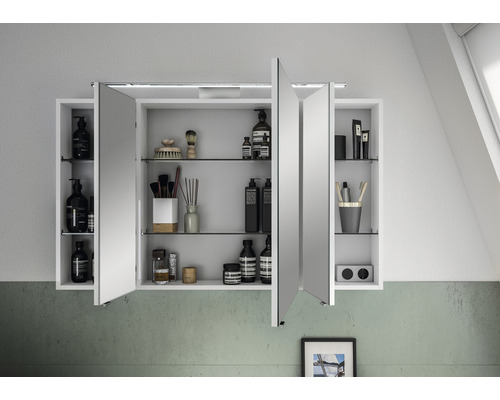 Spiegelkast serie 6005 Sprint 120 x 17 x 73 cm wit 3-deurs LED IP 20