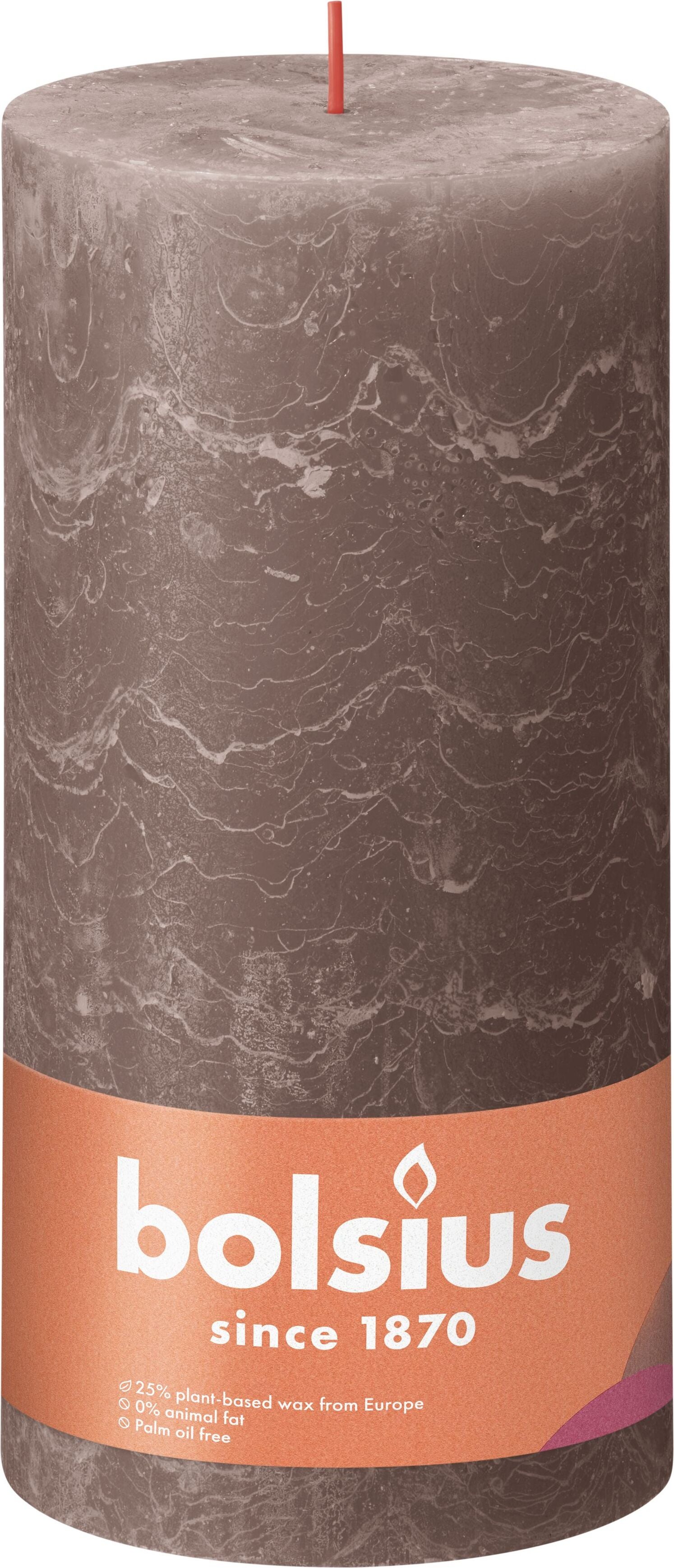 Bolsius stompkaars Rustiek Shine taupe 125 uur D 10 H 20 cm