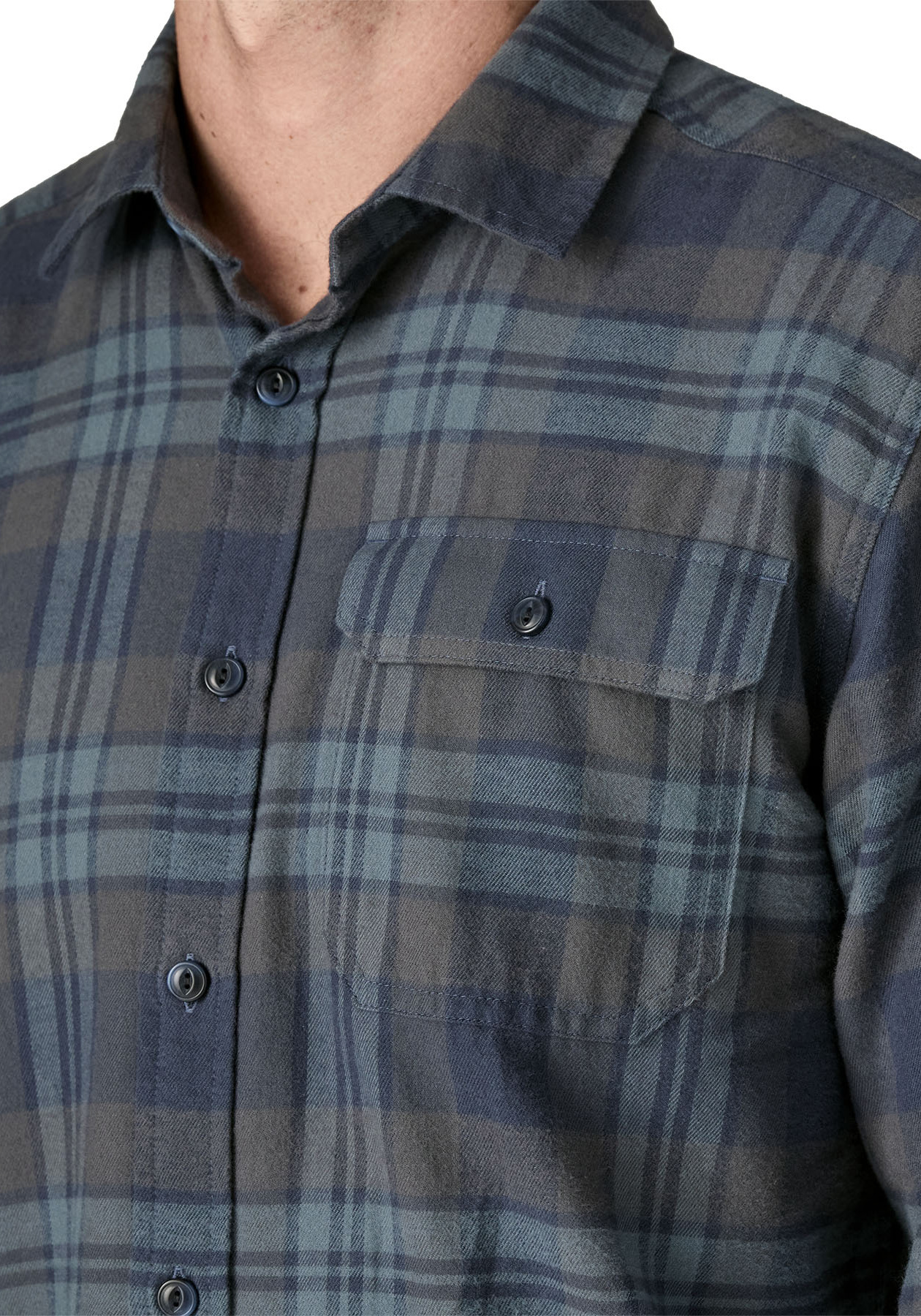 Patagonia Flanellhemd M's L/S LW Fjord Flannel Shirt Paw: Smolder Blue