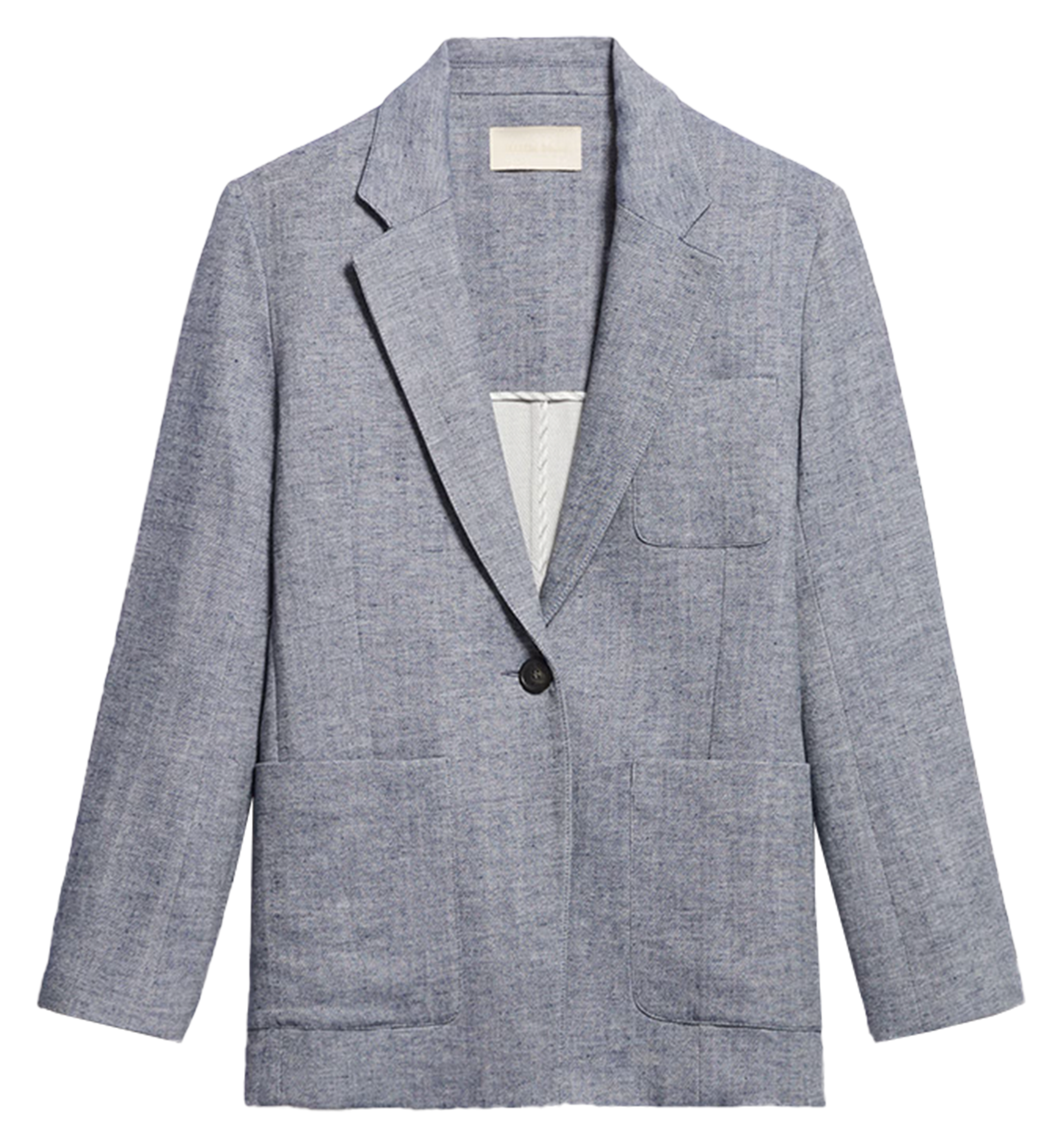 CALINE - Veste de tailleur fluide en coton et lin | Bleu