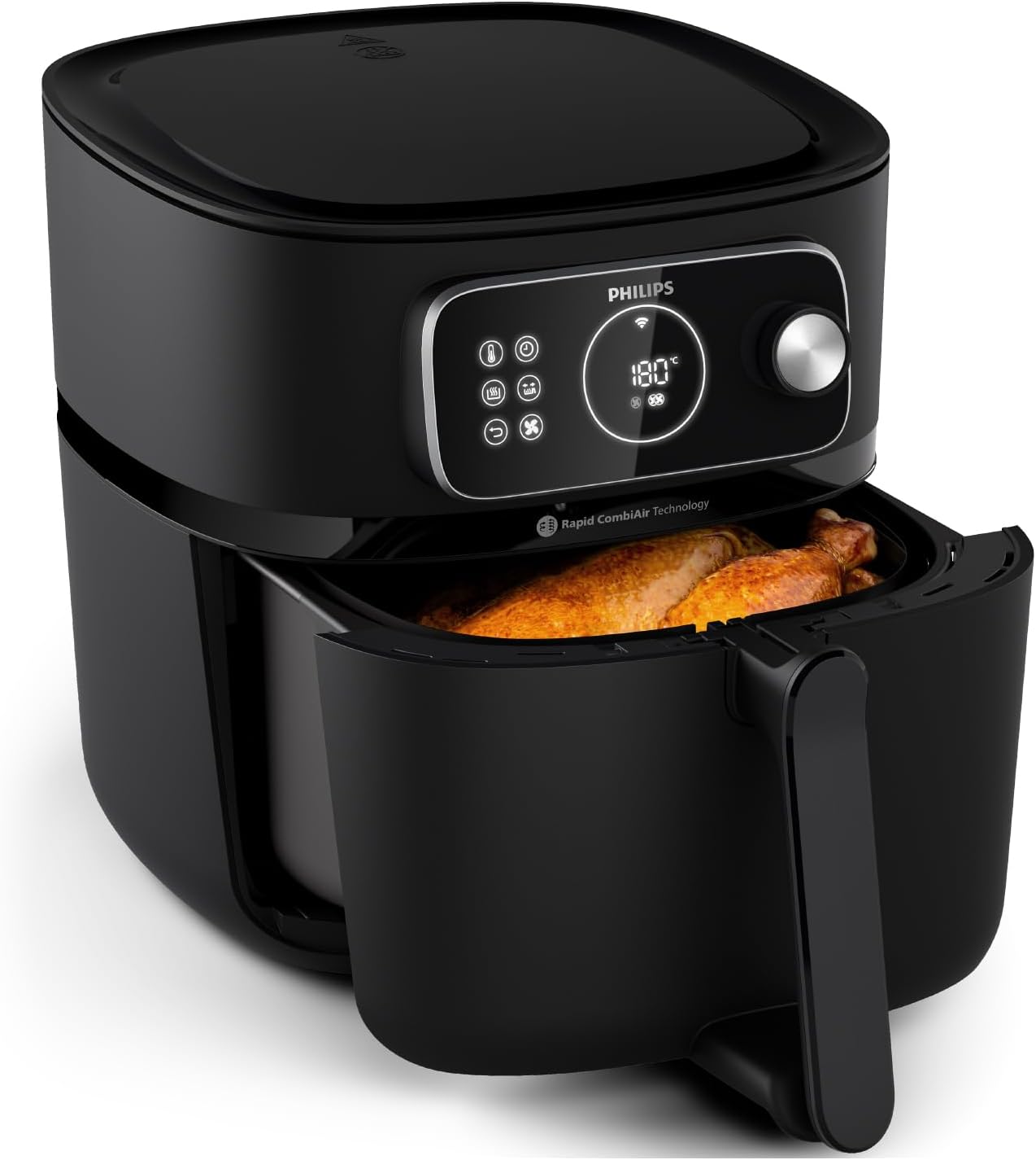 Philips Airfryer Combi 7000 Serie XXL - 8,3 l (2 kg), 22-in-1-Heißluftfritteuse, WiFi-Verbindung, 99% weniger Fettzugabe** mit Rapid CombiAir, HomeID App, Schwarz (HD9876/90)