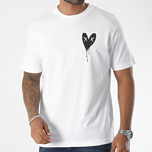 Tee Shirt Oversize Large Heart Series Small Black Blanc
