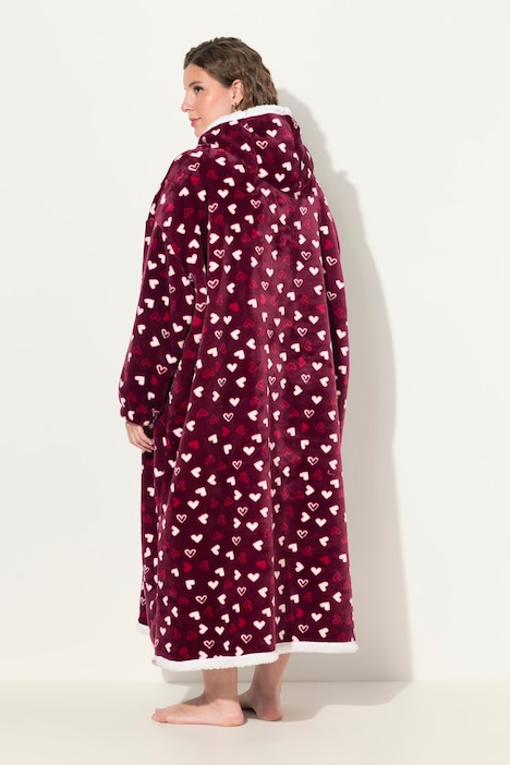 Loungewear-Poncho, Plüsch, Kapuze, Langarm, Tasche