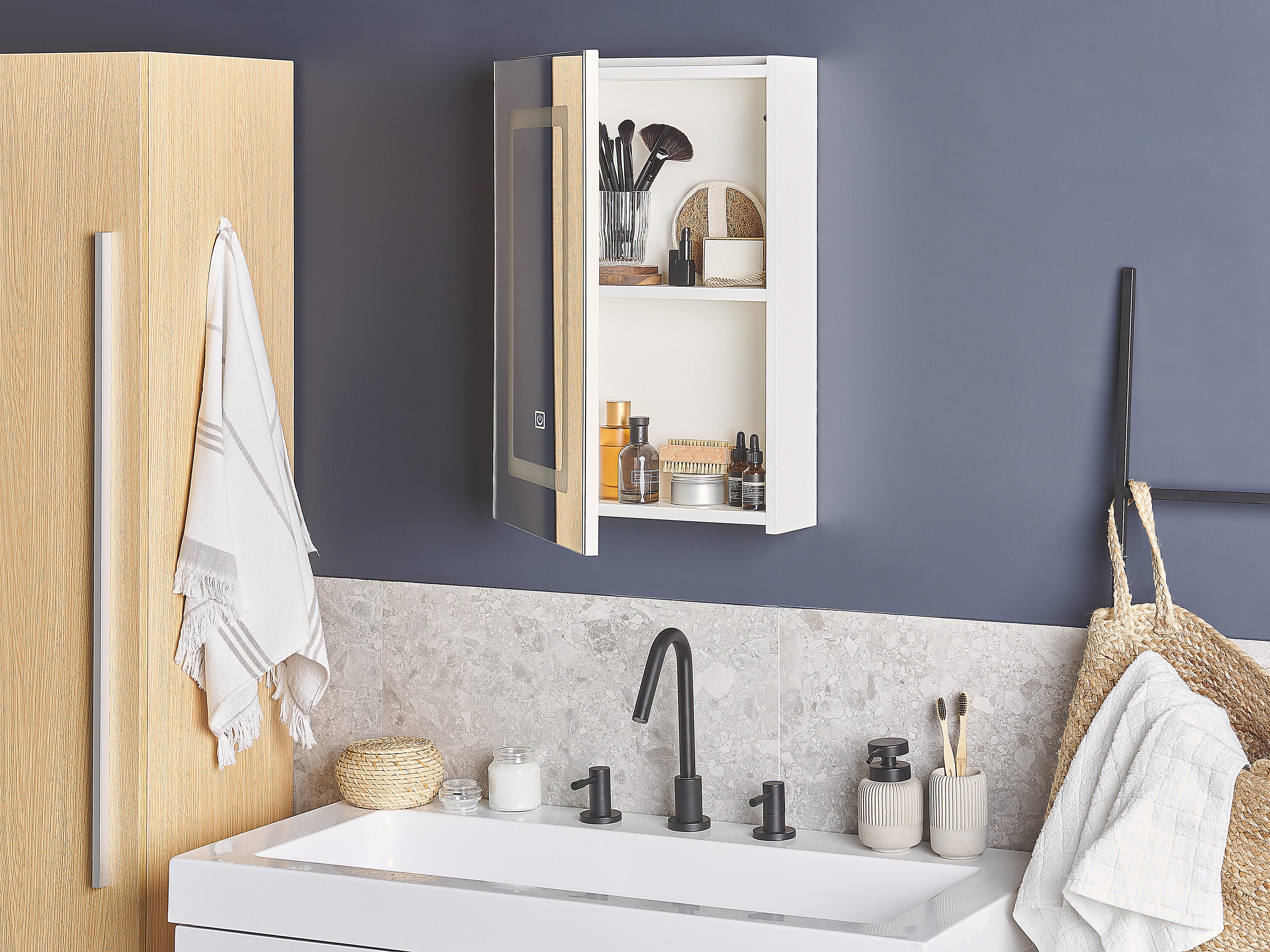 Badkamer wandkast met spiegel LED CONDOR 40 cm 60 cm Wit