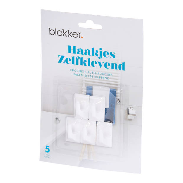 Blokker haakje vierkant klein - plastic