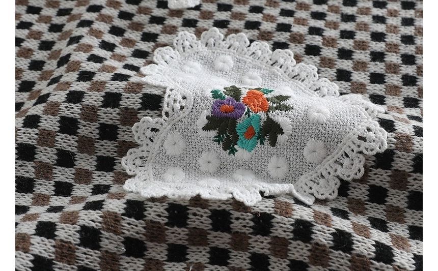Santeh - Geruite bloemen geborduurde kanten gilet