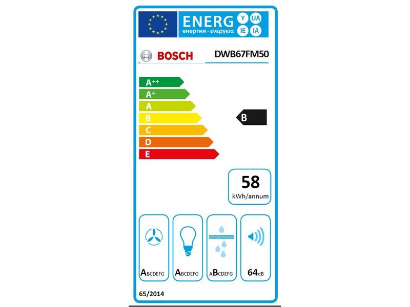 Bosch Wandhaube DWB67FM50 4 Stufen Effiziente Beseitigung von Fett, Geruch und Dampf aus der Küchenluft