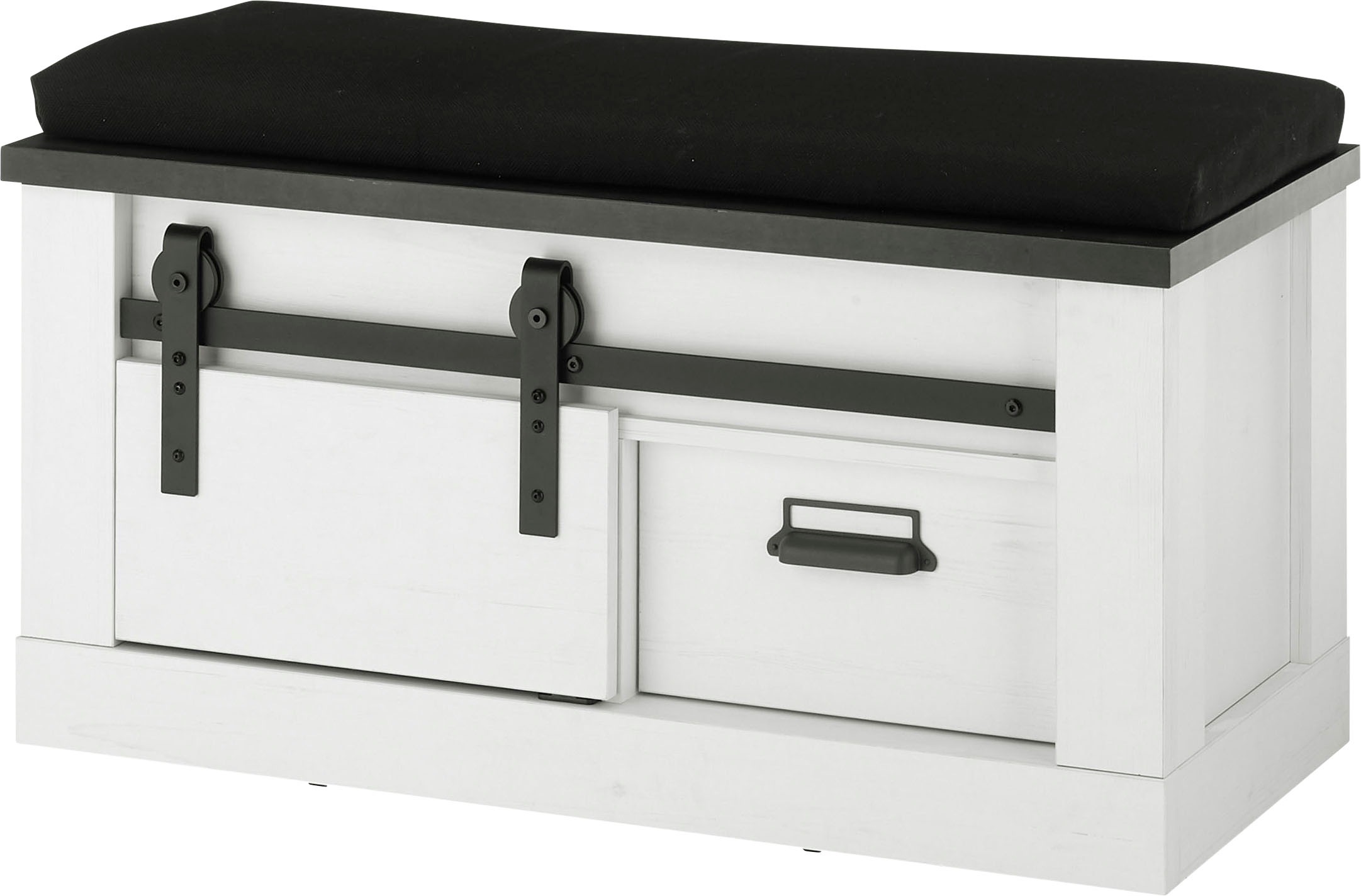 Home affaire Sitzbank »SHERWOOD« modernes Holz Dekor, mit Scheunentorbeschlag aus Metall, Breite 93 cm