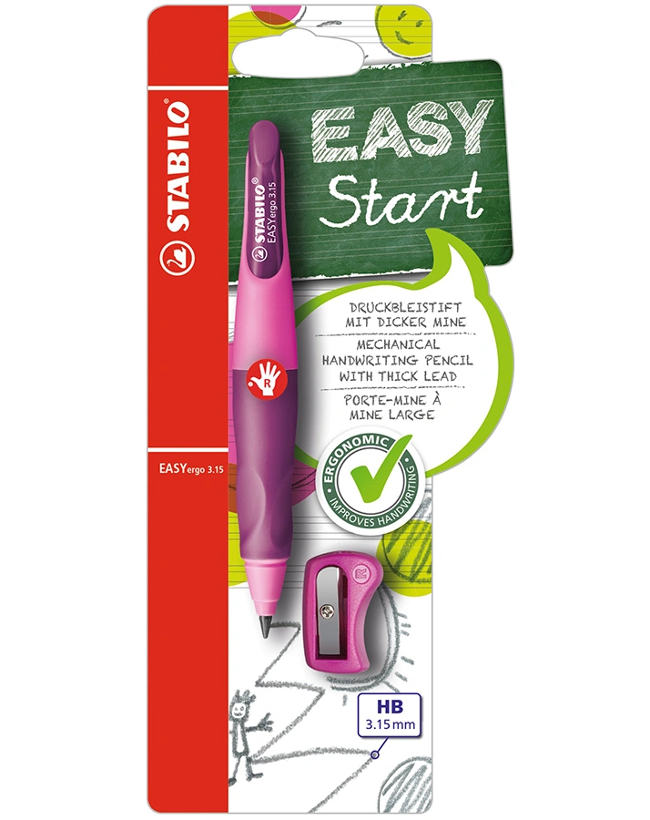 Druckbleistift EASYergo 3.15 mit Spitzer für Rechtshänder in pink/lila