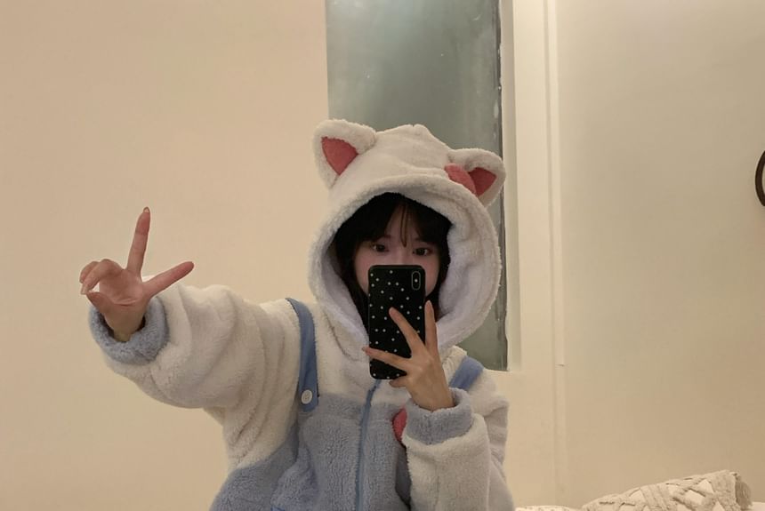 GOUB - Kattenoren pyjama onesie met capuchon en rits