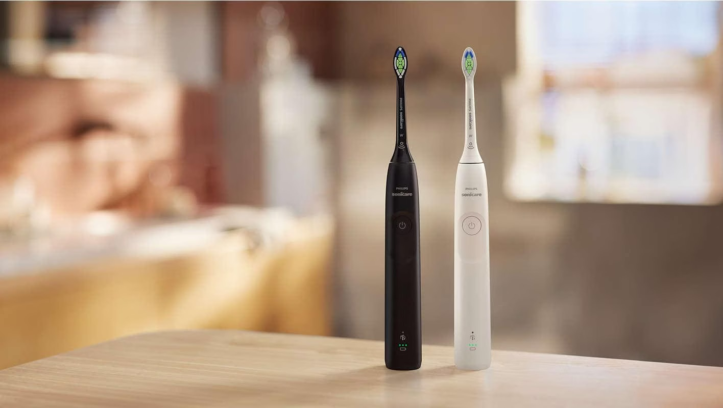 (2er Set) Sonicare 5300 Elektrische Zahnbürste Schallzahnbürste mit Induktiver Ladestation   Aufbewahrungsbox (HX7109/01) - Schwarz / Weiss